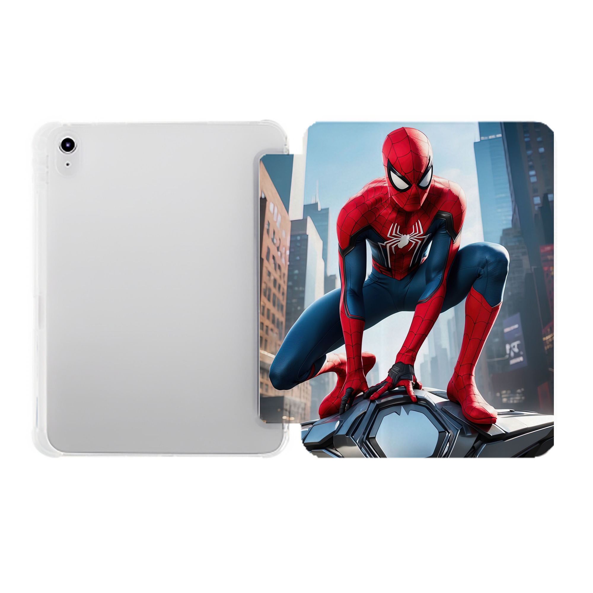 （画像用） Spider Man スパイダーマン IPad ケース ペン収納付き 三つ折りスタンド PUレザー×シリコン 対応機種9.5/10.5/10.9インチ